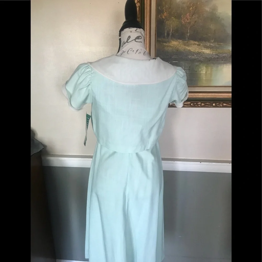 Rare Vintage Sage  2-piece Swiss Rose Collar Dress NWT